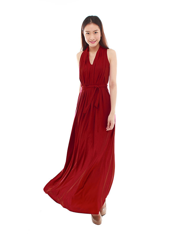 Marilyn Maxi Dress in Maroon